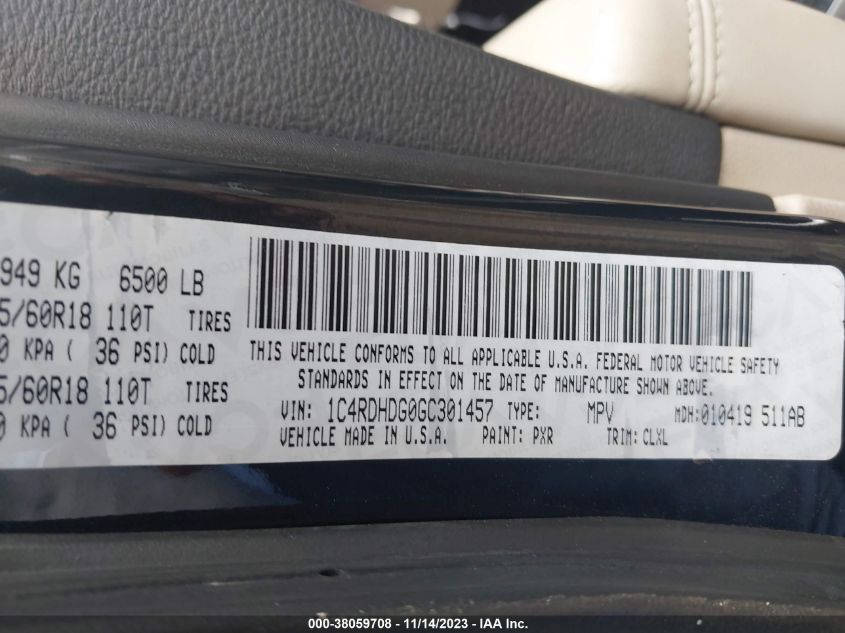 2016 DODGE DURANGO LIMITED - 1C4RDHDG0GC301457