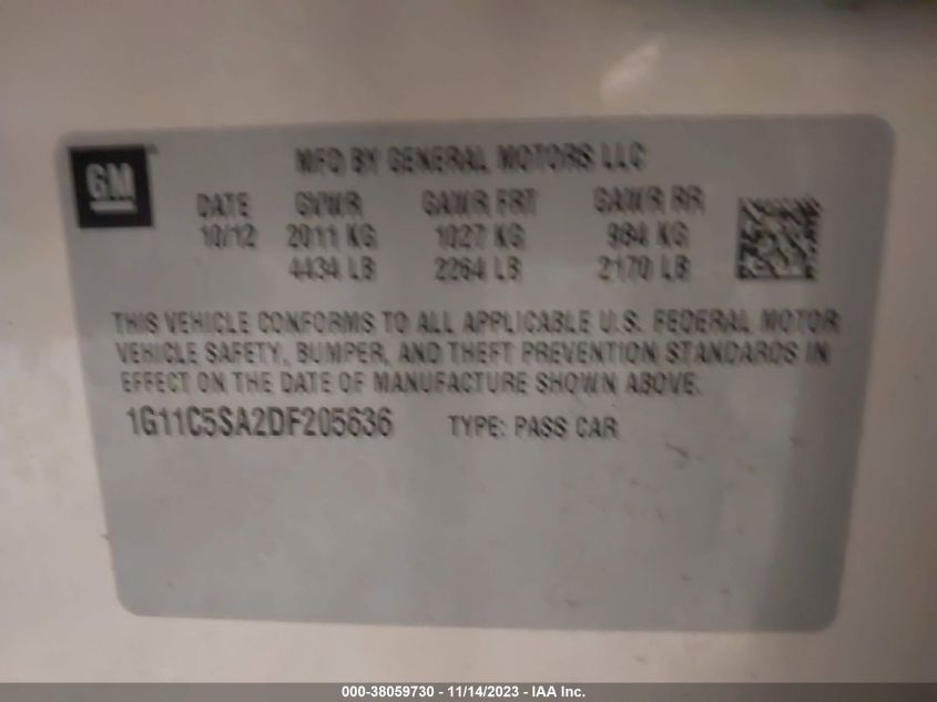 2013 CHEVROLET MALIBU 1LT - 1G11C5SA2DF205636