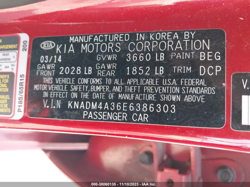 2014 KIA RIO LX - KNADM4A36E6386303