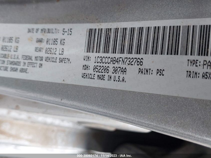 2015 CHRYSLER 200 LIMITED - 1C3CCCAB4FN732766