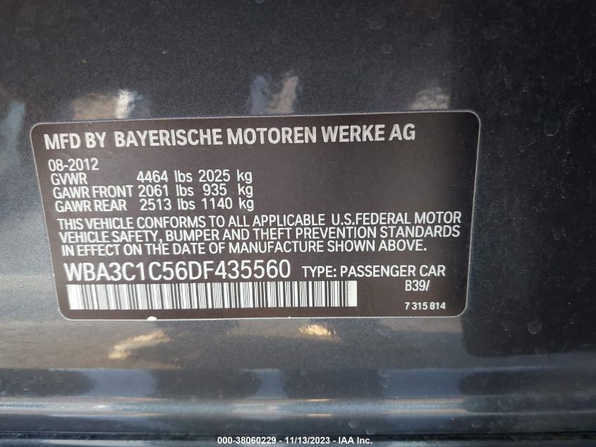 2013 BMW 328I - WBA3C1C56DF435560