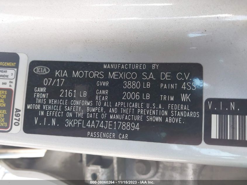 2018 KIA FORTE LX/S - 3KPFL4A74JE178894