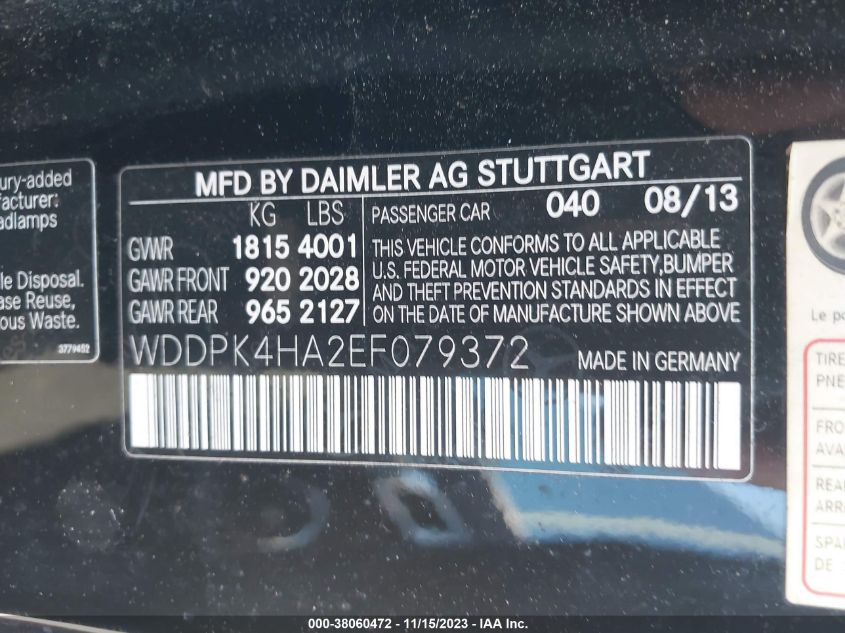 2014 MERCEDES-BENZ SLK 250 - WDDPK4HA2EF079372