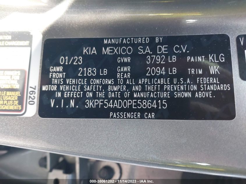 2023 KIA FORTE GT-LINE - 3KPF54AD0PE586415