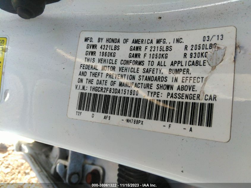 2013 HONDA ACCORD EX-L - 1HGCR2F83DA151900