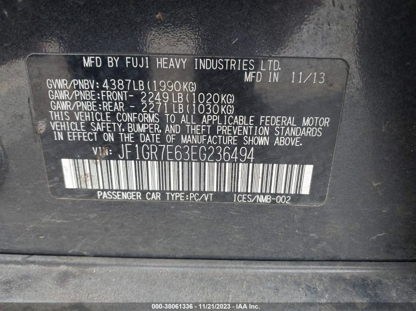 2014 SUBARU IMPREZA WRX LIMITED JF1GR7E63EG236494