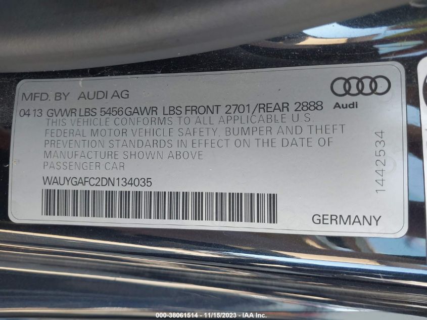 2013 AUDI A7 PREMIUM PLUS - WAUYGAFC2DN134035