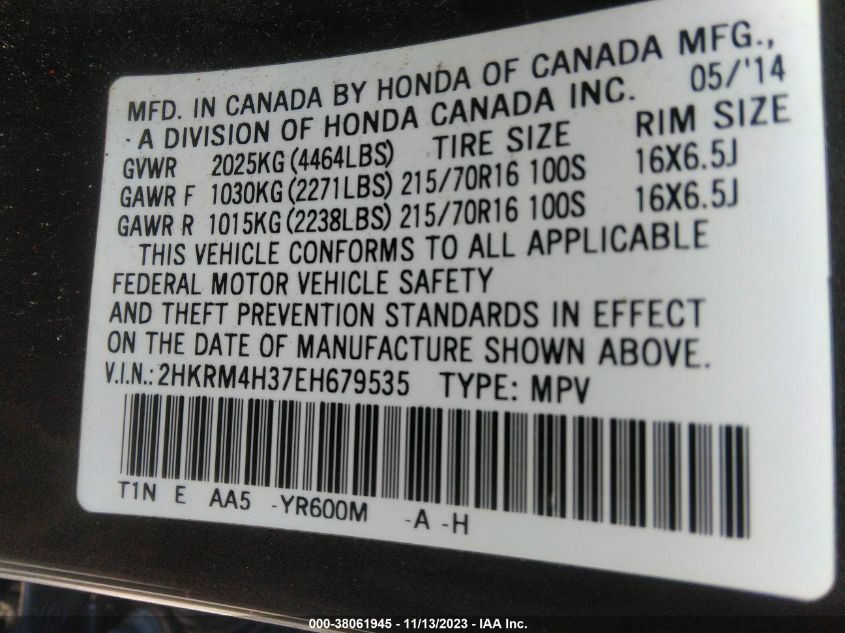 2014 HONDA CR-V LX - 2HKRM4H37EH679535