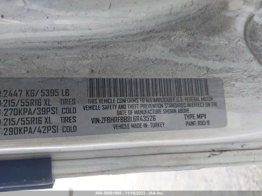 2020 RAM PROMASTER CITY TRADESMAN SLT - ZFBHRFBB8L6R43526