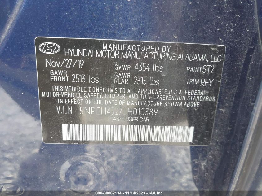 2020 HYUNDAI SONATA LIMITED - 5NPEH4J27LH010389