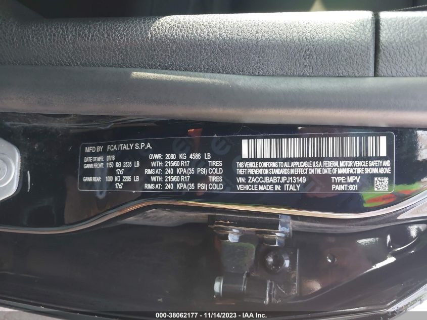 2018 JEEP RENEGADE SPORT - ZACCJBAB7JPJ13149