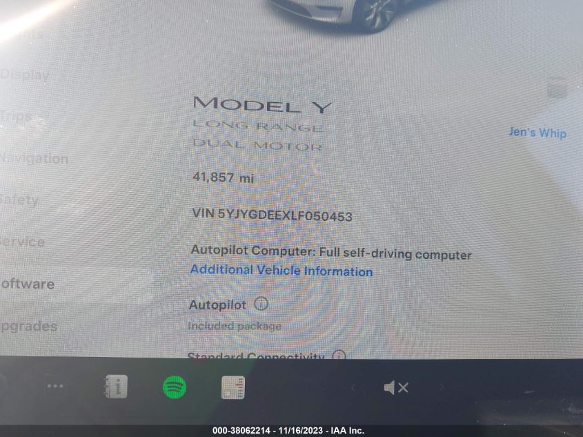 2020 TESLA MODEL Y LONG RANGE - 5YJYGDEEXLF050453