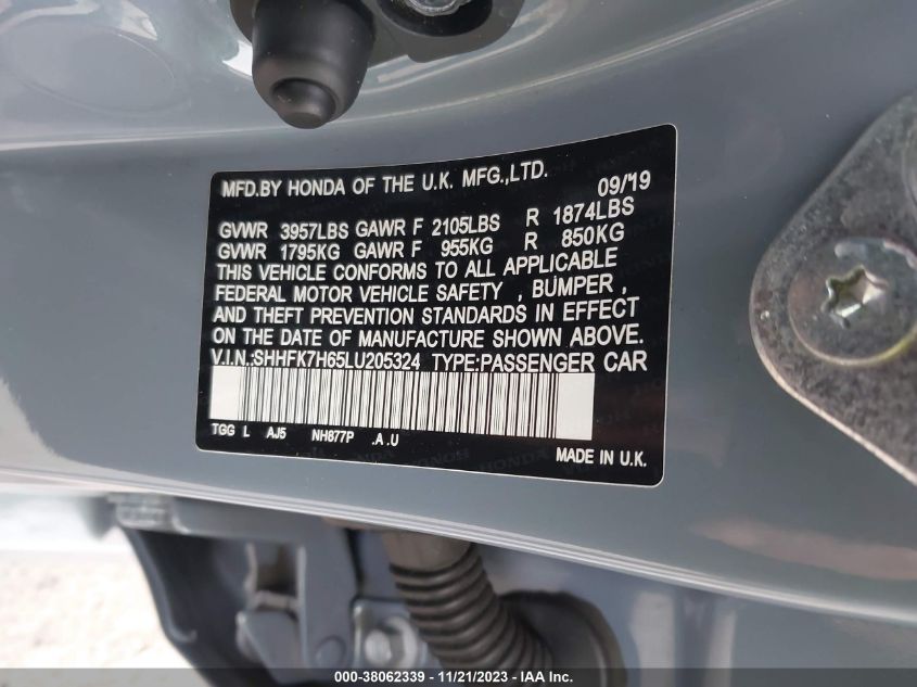 2020 HONDA CIVIC EX - SHHFK7H65LU205324