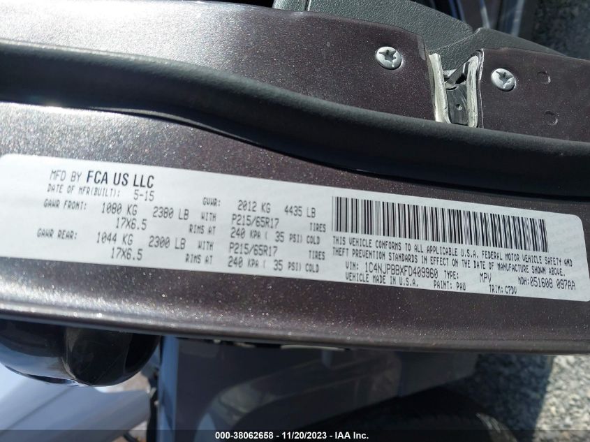 2015 JEEP PATRIOT SPORT - 1C4NJPBBXFD409960