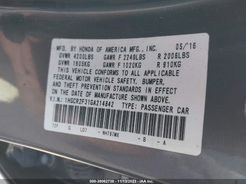 2016 HONDA ACCORD LX - 1HGCR2F31GA214842