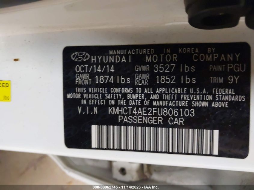 2015 HYUNDAI ACCENT GLS - KMHCT4AE2FU806103