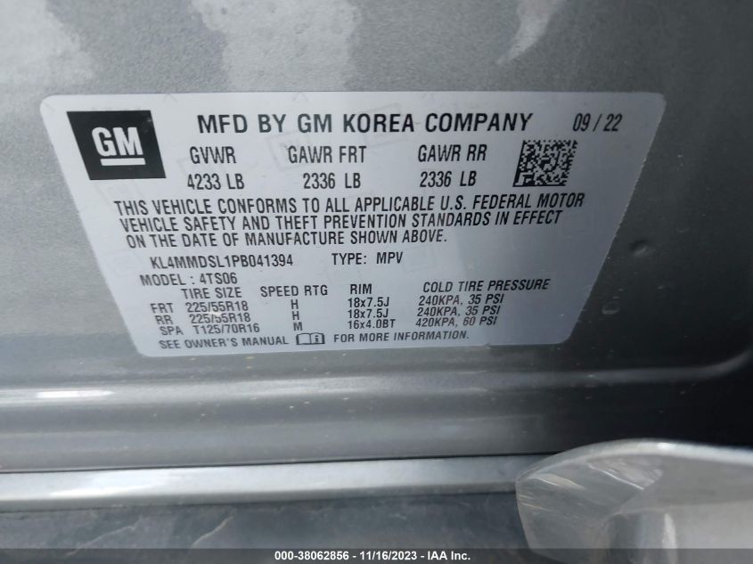 KL4MMDSL1PB041394 Buick Encore GX SELECT FWD 9