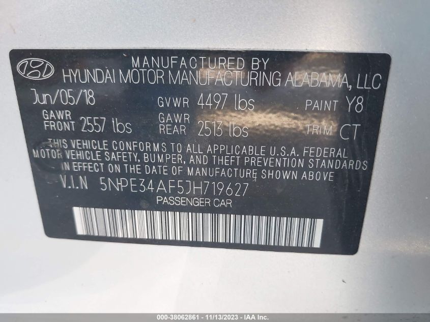 2018 HYUNDAI SONATA SPORT/LIMITED/SEL - 5NPE34AF5JH719627