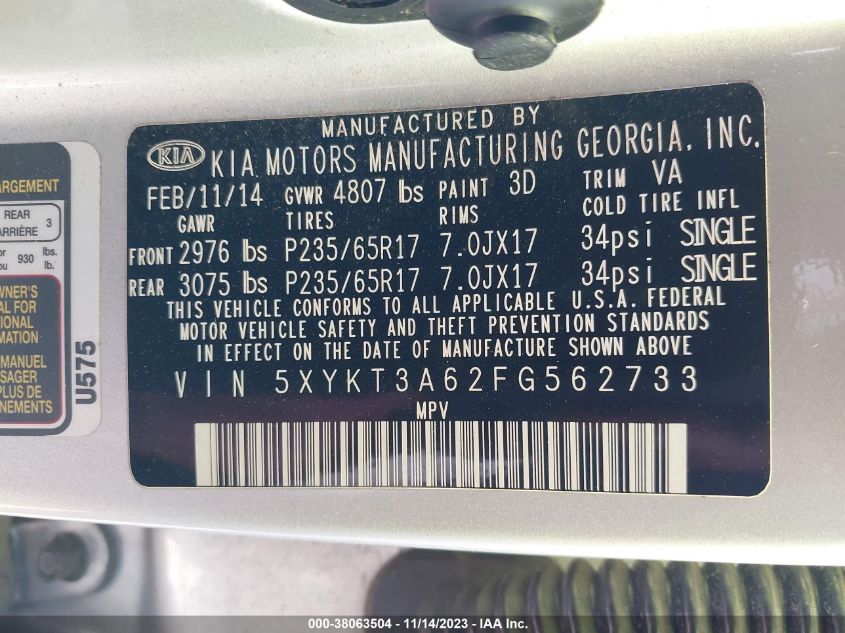 2015 KIA SORENTO LX - 5XYKT3A62FG562733