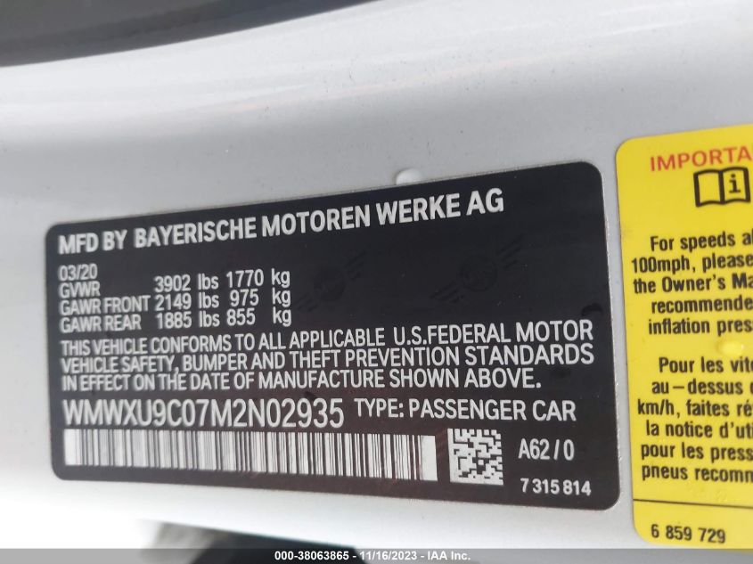 WMWXU9C07M2N02935 MINI Hardtop 4 Door COOPER S 9