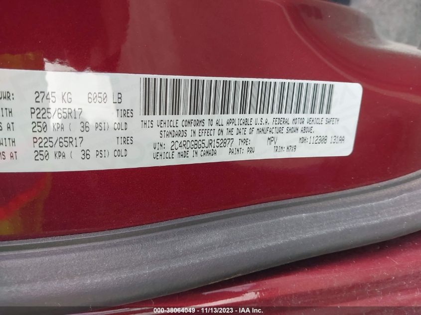 2018 DODGE GRAND CARAVAN SE PLUS - 2C4RDGBG5JR152877