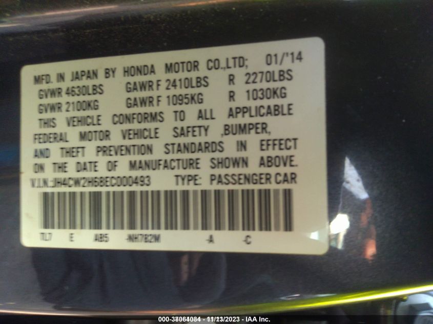 2014 ACURA TSX 2.4 - JH4CW2H68EC000493