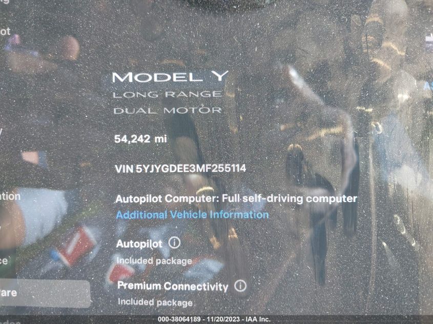 2021 TESLA MODEL Y LONG RANGE DUAL MOTOR - 5YJYGDEE3MF255114