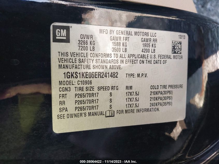 2014 GMC YUKON XL 1500 SLT 1GKS1KE06ER241482