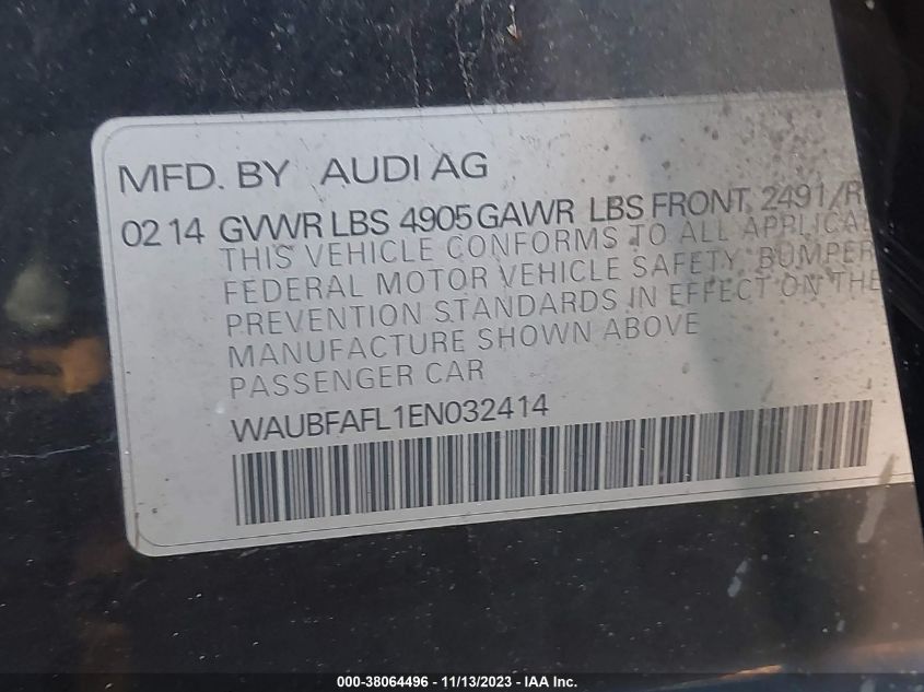 2014 AUDI A4 2.0T PREMIUM - WAUBFAFL1EN032414