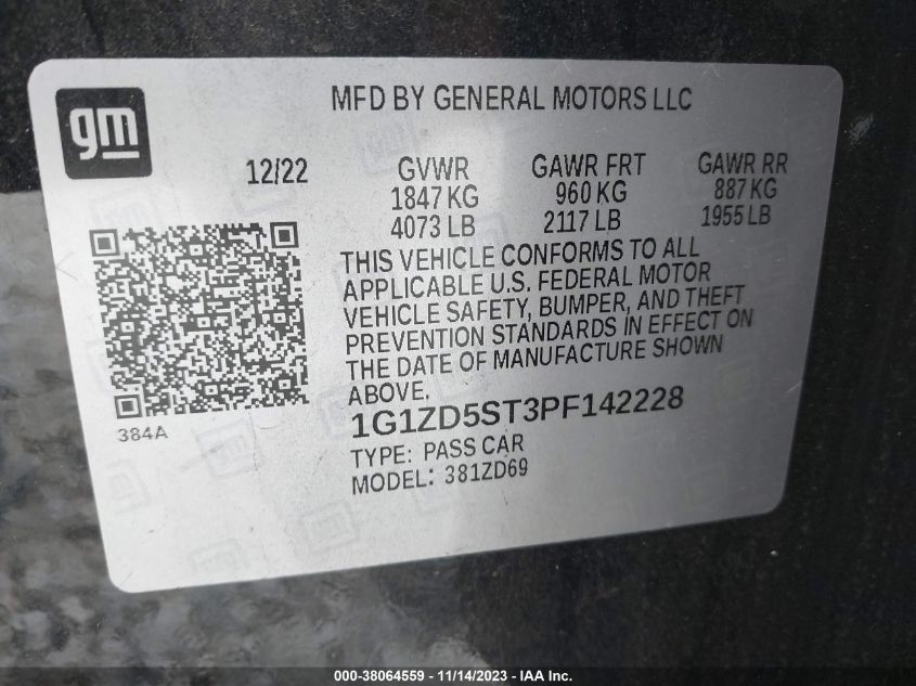 2023 CHEVROLET MALIBU FWD 1LT - 1G1ZD5ST3PF142228