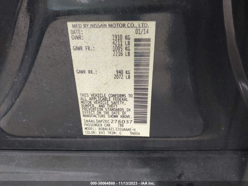 2014 NISSAN ALTIMA 2.5 S - 1N4AL3AP2EC276037
