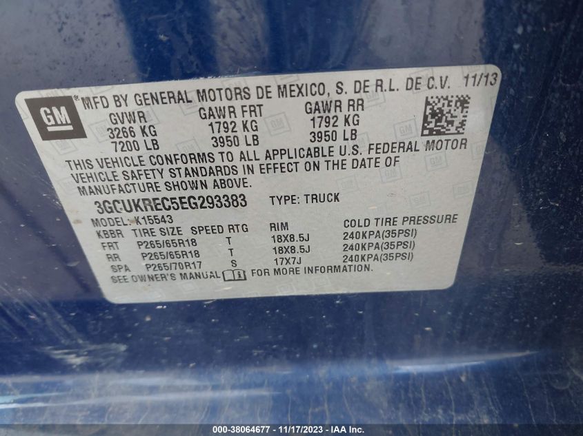 2014 CHEVROLET SILVERADO 1500 2LT - 3GCUKREC5EG293383