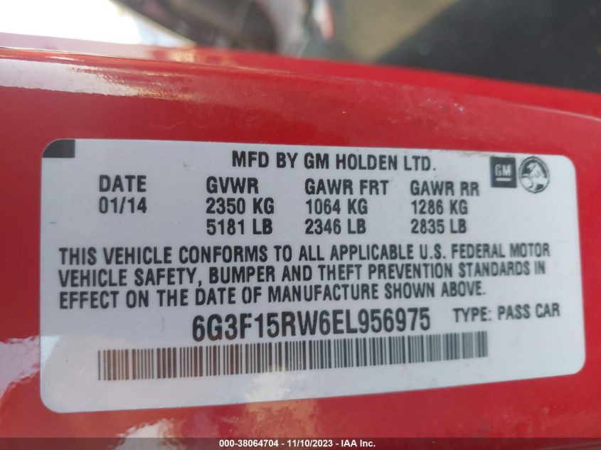 2014 CHEVROLET SS 6G3F15RW6EL956975