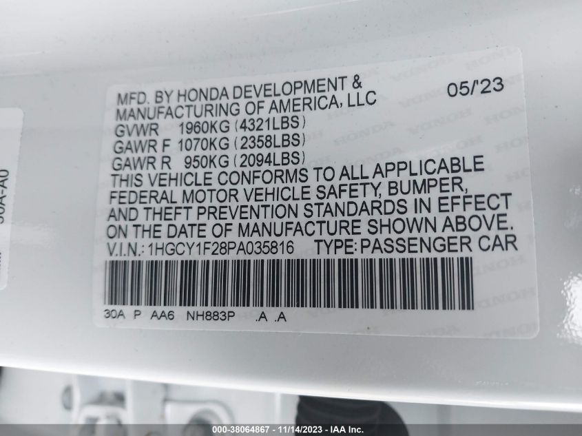 2023 HONDA ACCORD LX - 1HGCY1F28PA035816