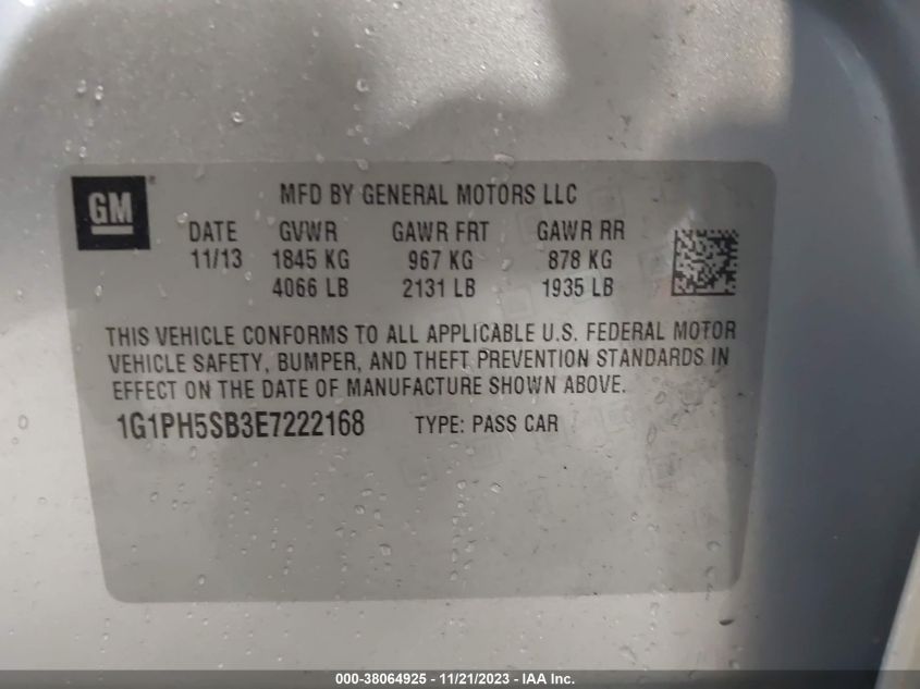 2014 CHEVROLET CRUZE ECO AUTO - 1G1PH5SB3E7222168