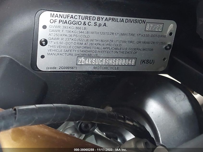 2022 APRILIA RS 660 ZD4KSUG09NS000840