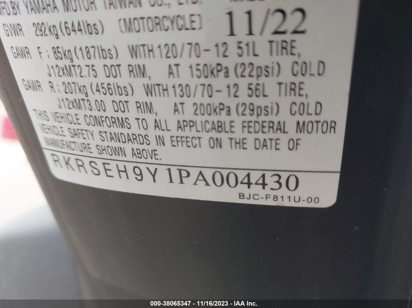 2023 YAMAHA YW125 RKRSEH9Y1PA004430