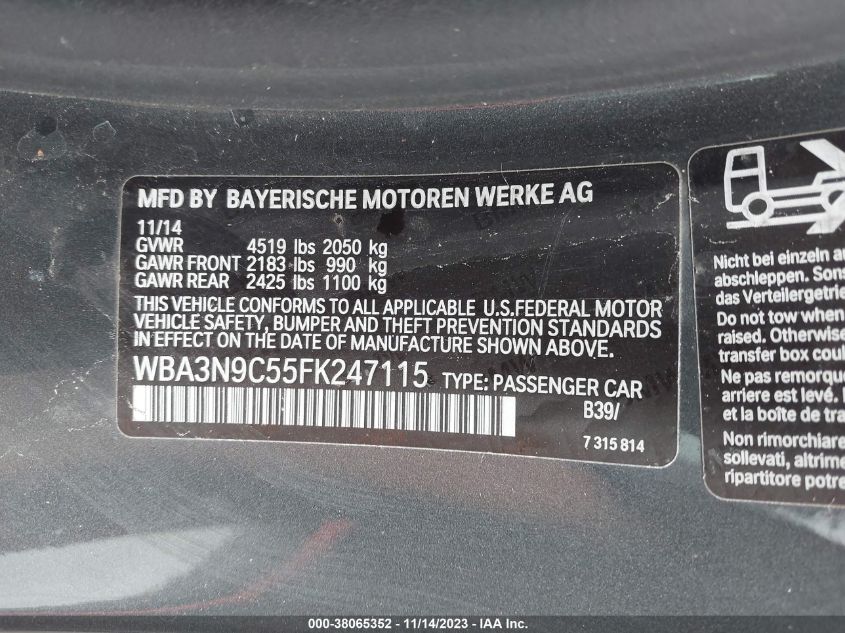 VIN WBA3N9C55FK247115 2015 BMW 428I no.9