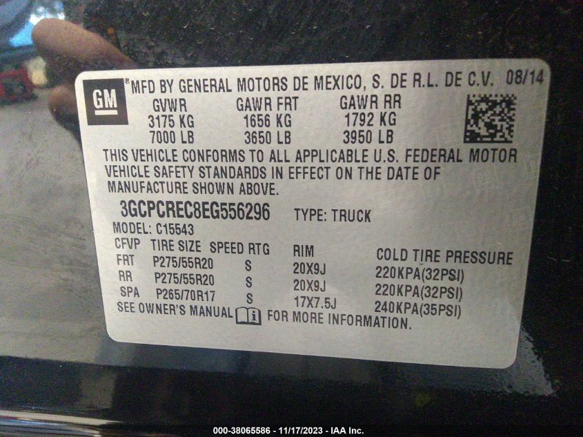 2014 CHEVROLET SILVERADO 1500 LT - 3GCPCREC8EG556296