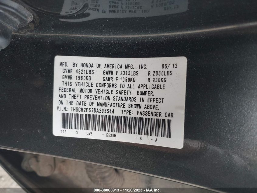 2013 HONDA ACCORD SPORT - 1HGCR2F57DA205544