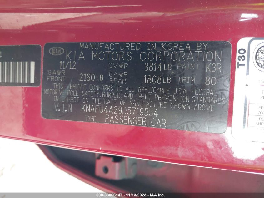 2013 KIA FORTE EX - KNAFU4A29D5719534