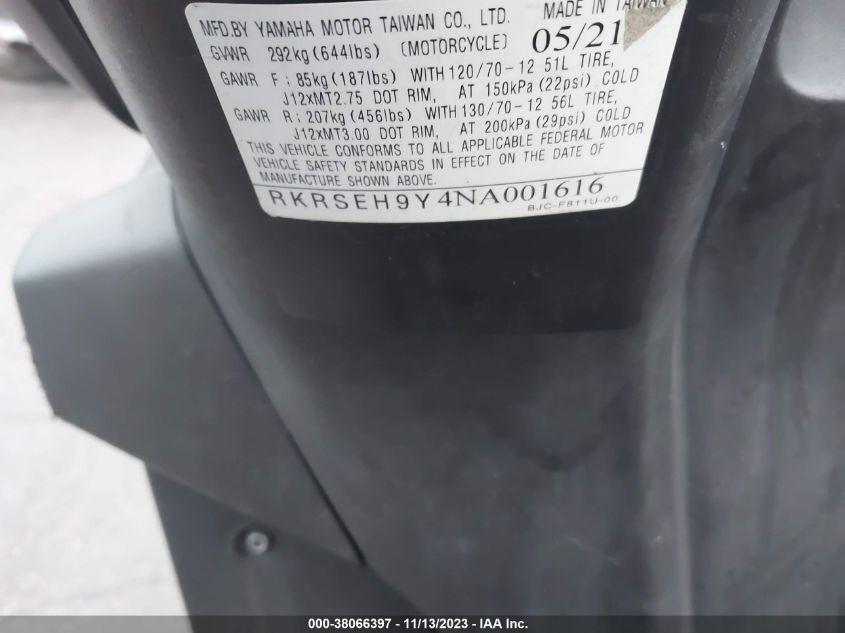 2022 YAMAHA YW125 RKRSEH9Y4NA001616