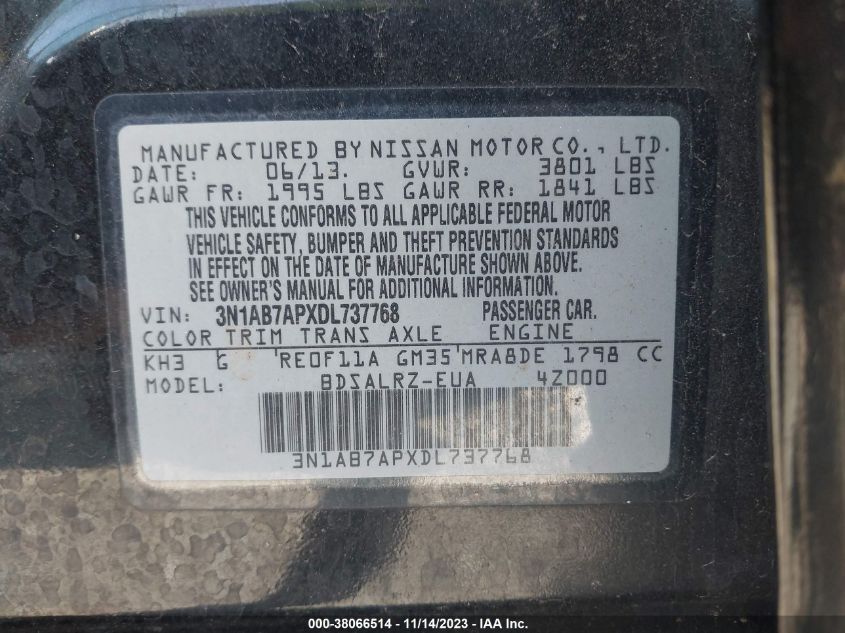 2013 NISSAN SENTRA SR - 3N1AB7APXDL737768