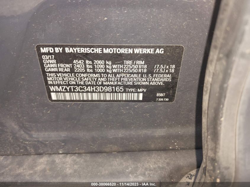 2017 MINI COUNTRYMAN COOPER S WMZYT3C34H3D98165
