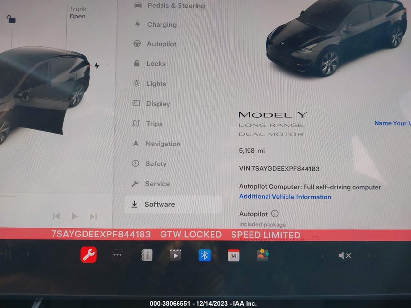 VIN 7SAYGDEEXPF844183 2023 TESLA MODEL Y AWD/LONG RANGE DUAL MOTOR ALL-WHEEL DRIVE