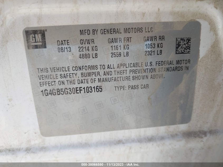 2014 BUICK LACROSSE LEATHER GROUP - 1G4GB5G30EF103165