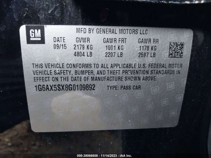 2016 CADILLAC CTS LUXURY COLLECTION - 1G6AX5SX8G0109892