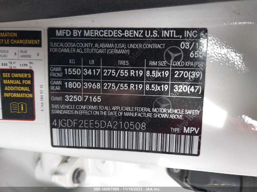2013 MERCEDES-BENZ GL 350 BLUETEC 4JGDF2EE5DA210508