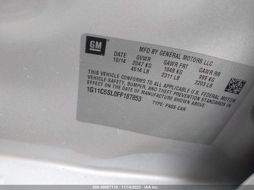 2015 CHEVROLET MALIBU 1LT - 1G11C5SL0FF187853