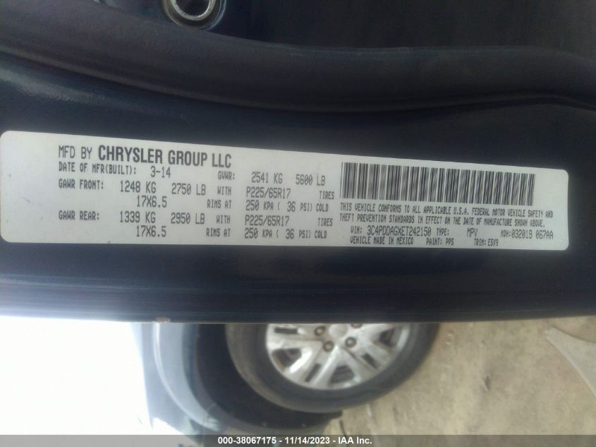 2014 DODGE JOURNEY SE - 3C4PDDAGXET242150